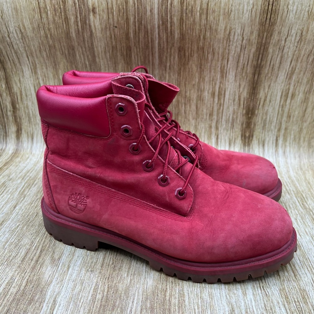 Timberland 6-Inch Premium Boys Size 6.5 Red Nubuck Waterproof Boots A13HV‎